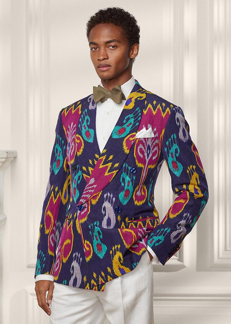 Blazer Purple Label Hombre Kent Handmade Ikat Linen-Silk Jacket Chile Multicolor NKLQE-2763